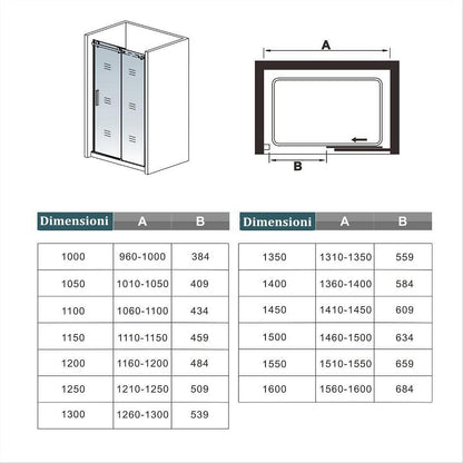 Box Doccia Per Nicchia Porta Scorrevole Ingresso Sinistro Vetro 8mm Temperato Satinato Opaco Anticalcare 195cm