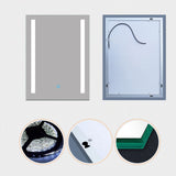 Aica60 × 45 cm LED Quadrato Specchio da Bagno Anti-appannamento Interruttore Touch Control - Consegna gratuita