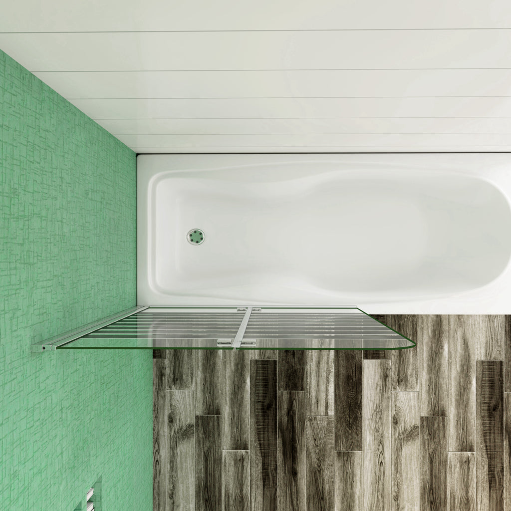 Aica 140 cm Sopravasca da Bagno Due Ante Mobili verso Sinistro/Destro Vetro 6mm Temperato Anticalcare Fascie Centrali in Serigrafato Bianco Opaco