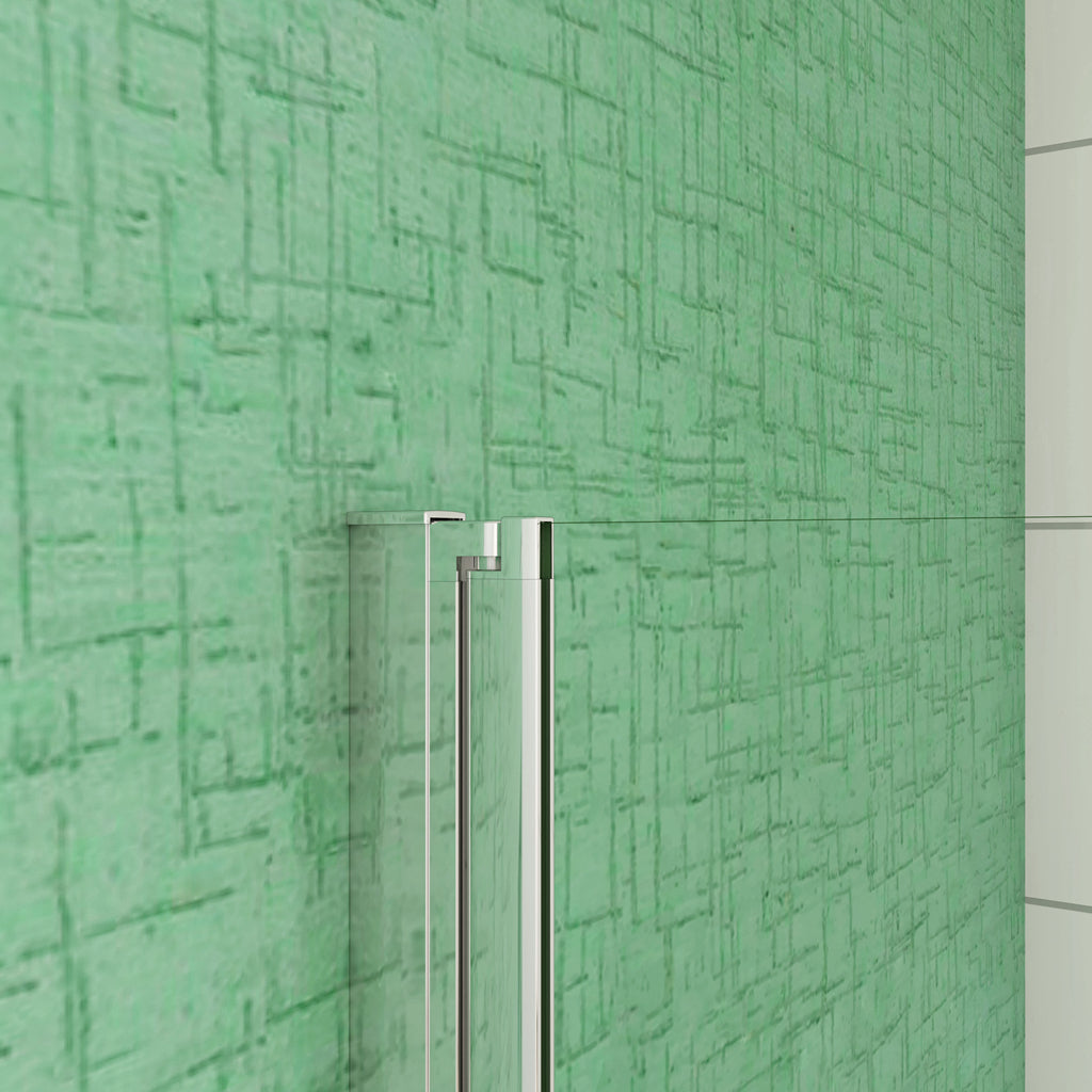 Aica 140 cm Sopravasca da Bagno Due Ante Mobili verso Sinistro/Destro Vetro 6mm Temperato Anticalcare Fascie Centrali in Serigrafato Bianco Opaco