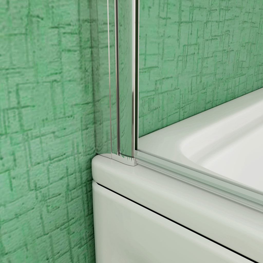 Aica 140 cm Sopravasca da Bagno Due Ante Mobili verso Sinistro/Destro Vetro 6mm Temperato Anticalcare Fascie Centrali in Serigrafato Bianco Opaco