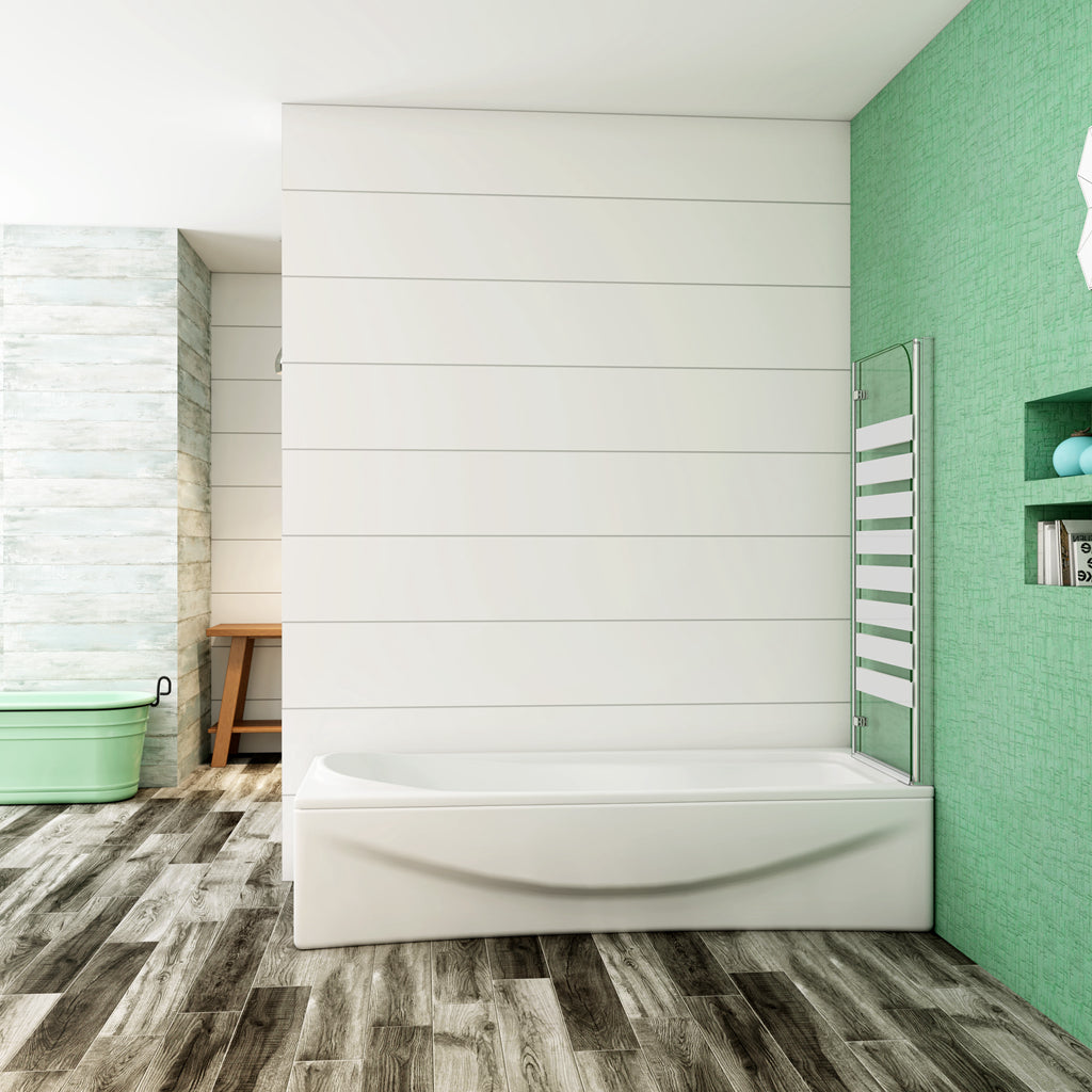 Aica 140 cm Sopravasca da Bagno Due Ante Mobili verso Sinistro/Destro Vetro 6mm Temperato Anticalcare Fascie Centrali in Serigrafato Bianco Opaco