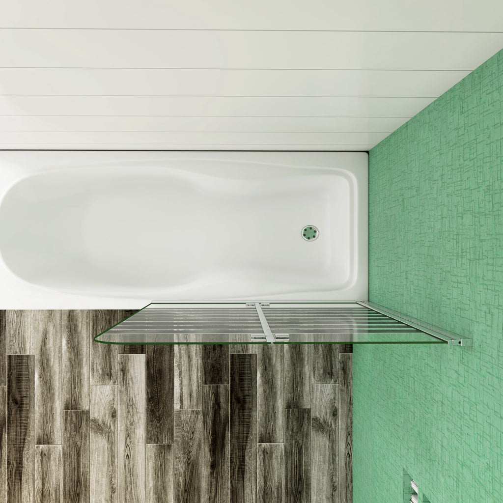 Aica 140 cm Sopravasca da Bagno Due Ante Mobili verso Sinistro/Destro Vetro 6mm Temperato Anticalcare Fascie Centrali in Serigrafato Bianco Opaco