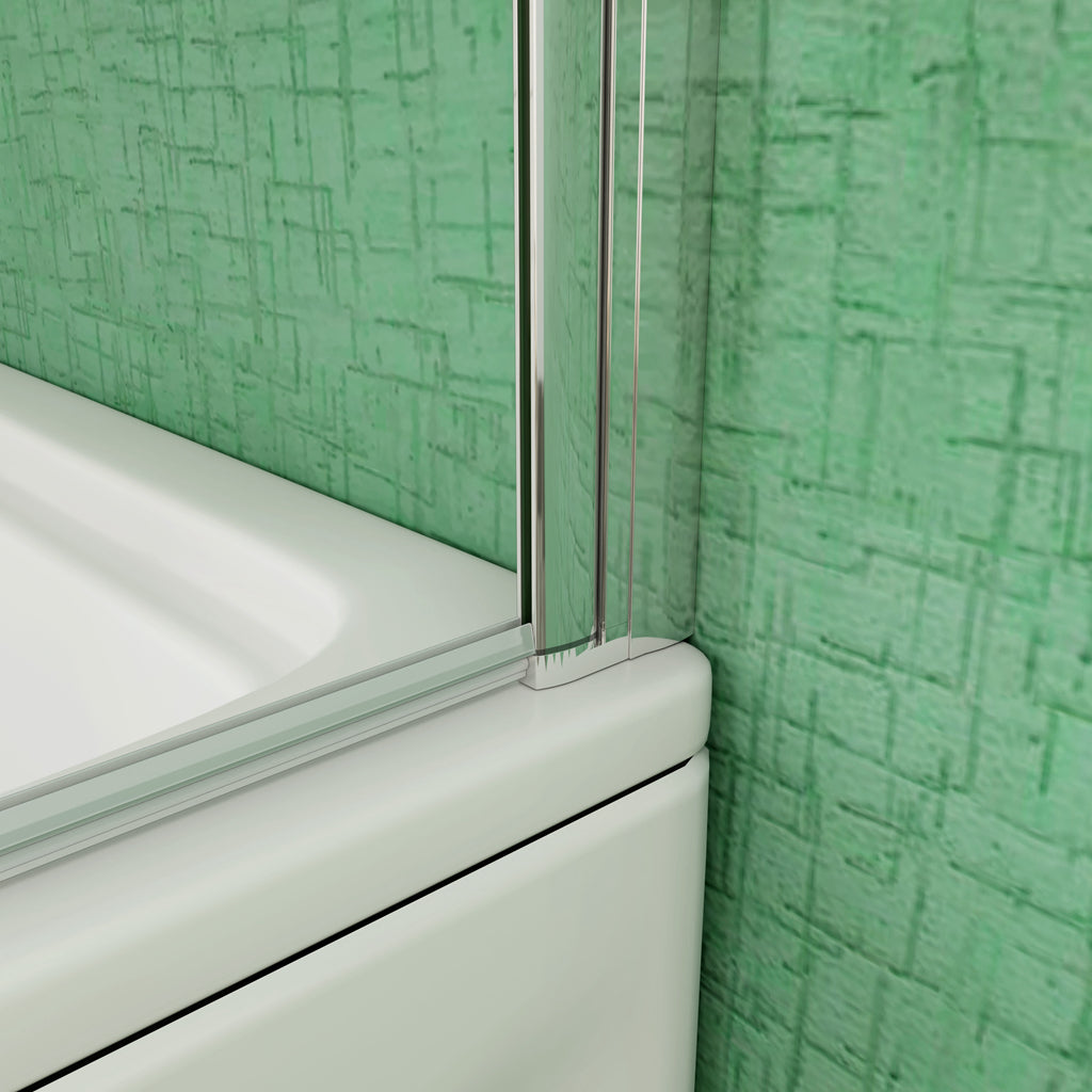 Aica 140 cm Sopravasca da Bagno Due Ante Mobili verso Sinistro/Destro Vetro 6mm Temperato Anticalcare Fascie Centrali in Serigrafato Bianco Opaco