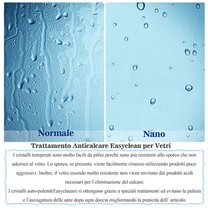 Aica 185 cm Porta Doccia Per Nicchia Battente e Pieghevole a Libro In Vetro Temperato Trasparente Anticalcare Da 6 mm