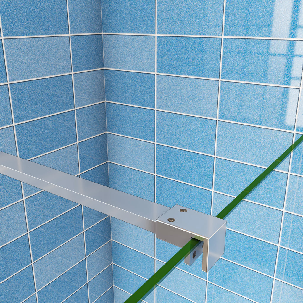 Aica Walk In 190 cm Parete Per Doccia con Paretina Mobile 30 cm in Vetro 8 mm Temperato Anticalcare Barra Stabilizzatrice da 90 cm