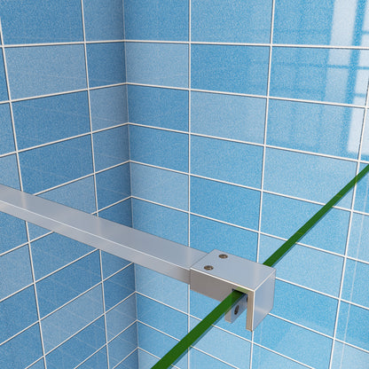 Aica Walk In 190 cm Parete Per Doccia con Paretina Mobile 30 cm in Vetro 8 mm Temperato Anticalcare Barra Stabilizzatrice da 90 cm