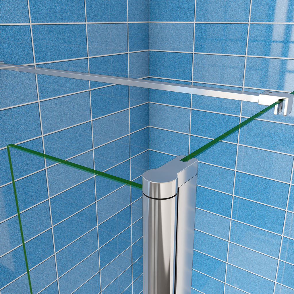 Aica Walk In 190 cm Parete Per Doccia con Paretina Mobile 30 cm in Vetro 8 mm Temperato Anticalcare Barra Stabilizzatrice da 90 cm