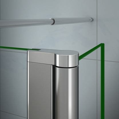H.200 cm Aica Parete Per Doccia Walk In Con 30/40cm Paretina Mobile Vetro 8mm Temperato Trasparente Anticalcare Con Barra Stabilizzatrice Regolabile 70-120cm