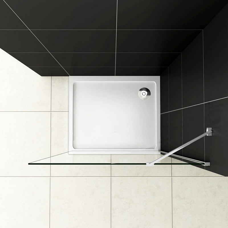 Aica Box Doccia Walk In Alta 200 cm Parete Fissa Con Barra Stabilizzatrice Vetro Temperato Trasparente Anticalcare Da 8mm Piatto Doccia Incluso 90x90x3 - Consegna gratuita