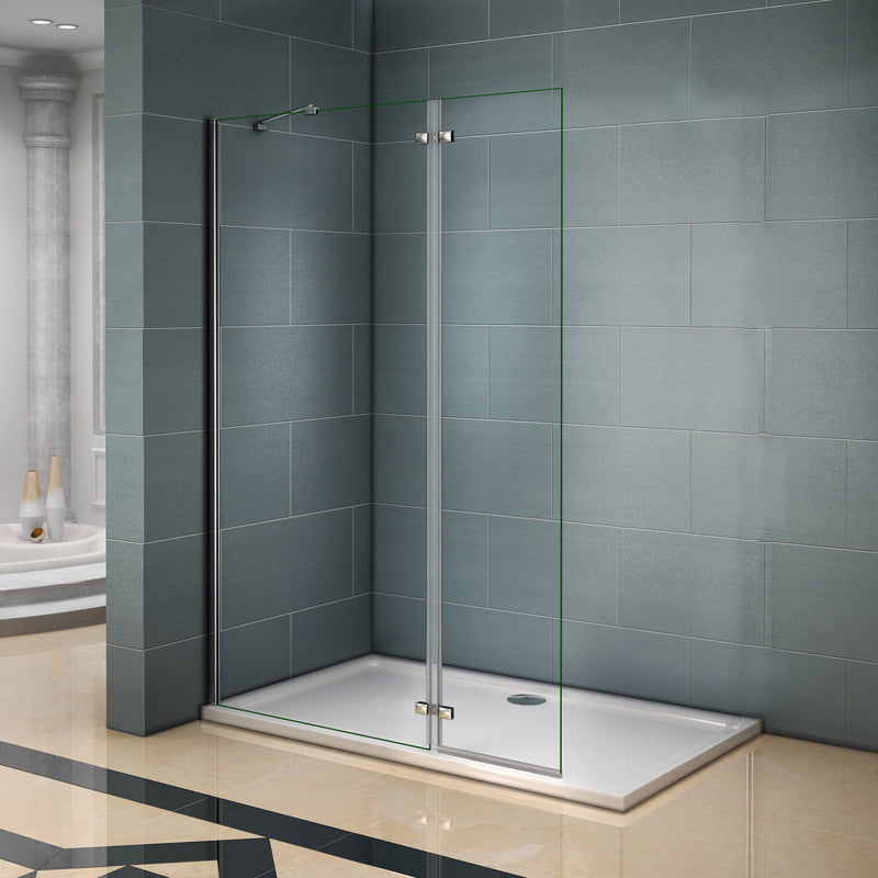 Box doccia walk-in Aica altezza 200 cm a parete in vetro temperato trasparente anticalcare removibile con barra stabilizzatrice da 45 cm o senza barra di supporto