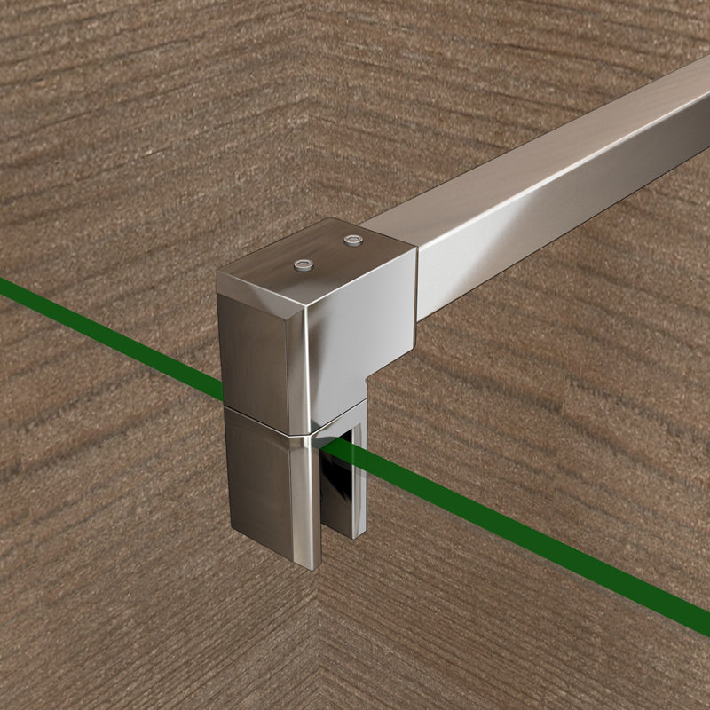 Parete doccia walk-in alta 200 cm con pannello rimovibile da 40 cm, barra stabilizzatrice in vetro temperato trasparente anticalcare da 8 mm o senza barra stabilizzatrice