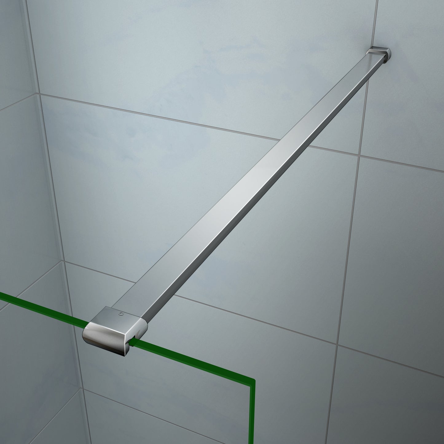 Aica 200cm Parete Per Doccia Walk In Vetro Temperato Trasparente Anticalcare 8mm Con Barra Stabilizzatrice Tagliabile da 90cm misure varie