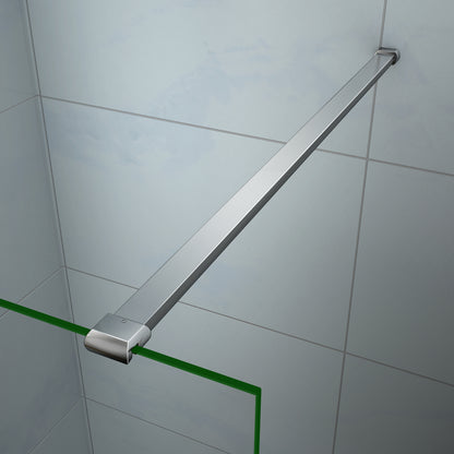 Aica 200 cm Parete Per Doccia Walk In Vetro Temperato Trasparente Anticalcare 8 mm Con Barra Stabilizzatrice Tagliabile da 140 cm misure varie