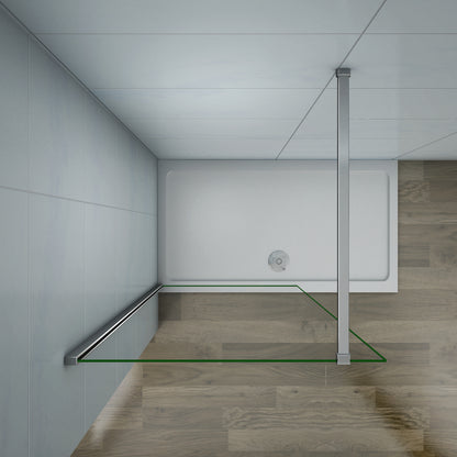 Aica 200 cm Parete Per Doccia Walk In Vetro Temperato Trasparente Anticalcare 8 mm Con Barra Stabilizzatrice Tagliabile da 140 cm misure varie