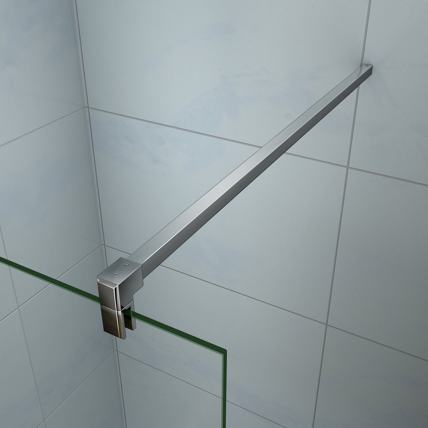 Aica 200 cm Parete Per Doccia Walk In Vetro Temperato Trasparente Anticalcare 8 mm Con Barra Stabilizzatrice Tagliabile da 90 cm misure varie