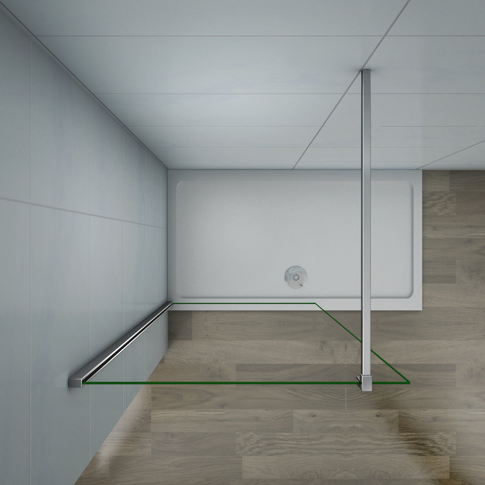 Aica 200 cm Parete Per Doccia Walk In Vetro Temperato Trasparente Anticalcare 8 mm Con Barra Stabilizzatrice Tagliabile da 140 cm misure varie