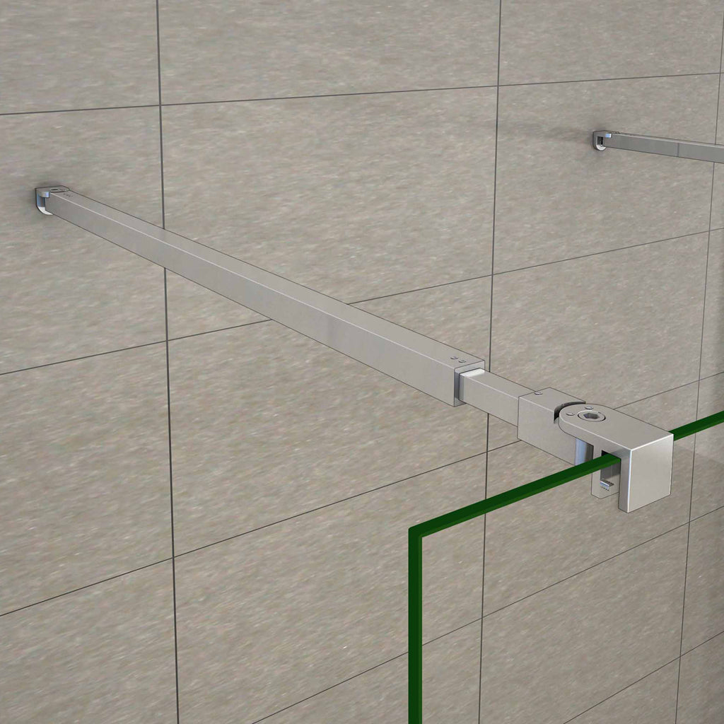 Aica 200 cm Parete Per Doccia Walk In Vetro 8mm Temperato Trasparente Anticalcare con Doppia Barra Stabilizzatrice 120x200 Tipo 1 - Lunga 73-120 cm regolabile