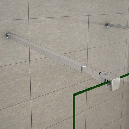 Aica 200 cm Parete Per Doccia Walk In Vetro 8mm Temperato Trasparente Anticalcare con Doppia Barra Stabilizzatrice 120x200 Tipo 1 - Lunga 73-120 cm regolabile
