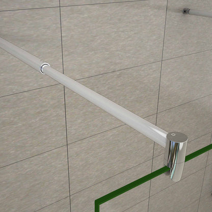 Aica 200 cm Parete Per Doccia Walk In Vetro 8mm Temperato Trasparente Anticalcare con Doppia Barra Stabilizzatrice 120x200 Tipo 2 - Lunga 70-120 cm regolabile