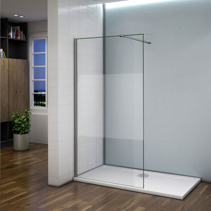 Aica Walk In Alta 200 cm Parete Per Doccia Vetro 8mm Temperato Anticalcare Fascia Centrale Opaca Barra Stabilizzatrice 140cm Piatto Doccia 100