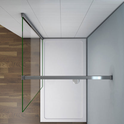 Aica Walk In Alta 200 cm Parete Per Doccia Vetro 8mm Temperato Semitrasparente Opaco Anticalcare Con Barra Stabilizzatrice 90cm E Piatto Doccia