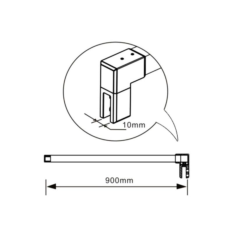 Aica Parete Per Doccia Walk In Alta 200cm Vetro Temperato Anti-frantumi Anticalcare 8mm Striscia Opaca Barra Stabilizzatrice Tagliabile 90 cm