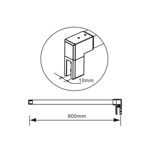 Aica Walk In Alta 200cm Parete Per Doccia Con Barra Stabilizzatrice 90cm Vetro Da 8mm Temperato Trasparente Anticalcare