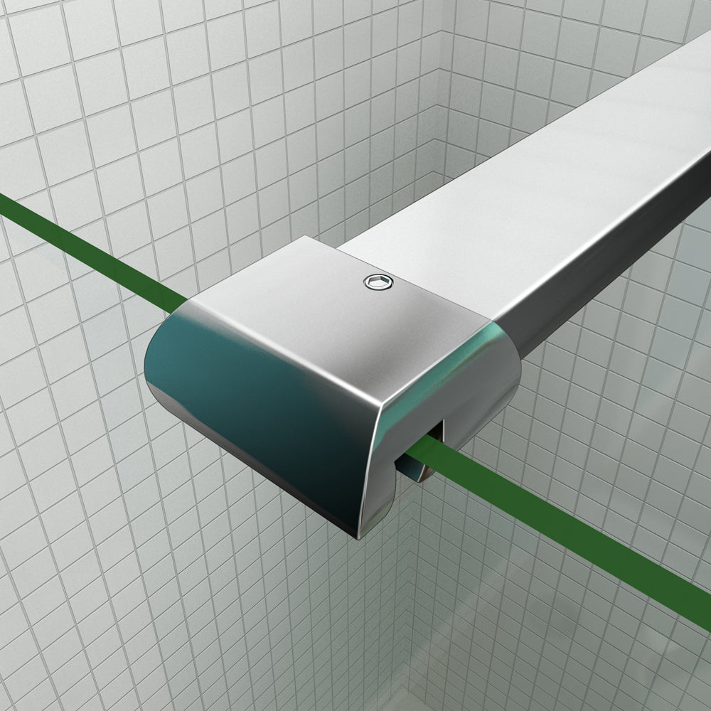 Aica Parete Per Doccia Walk In Alta 200cm Vetro Temperato Trasparente Anticalcare 8mm Barra Stabilizzatrice Tagliabile 90 cm Piatto Doccia Incluso