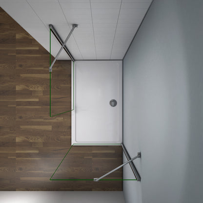 Aica Walk-In Doppia Parete Per Doccia Fissa Due Barre Stabilizzatrici 45cm In Vetro 8mm Temperato Trasparente Anticalcare Piatto Doccia