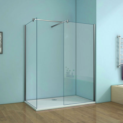 Aica Doppia Parete Per Doccia Walk In Alta 200cm Vetro Temperato Trasparente Anticalcare 8mm Due Barre Stabilizzatrici 90 cm Piatto Doccia Incluso 70