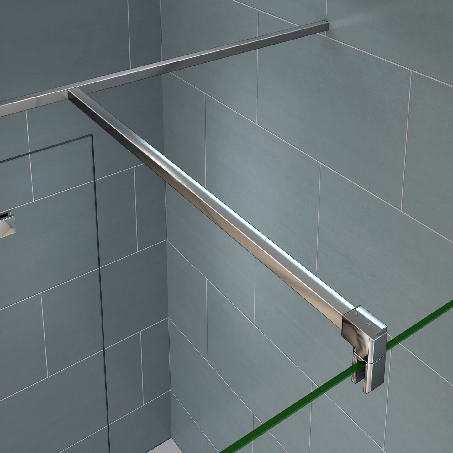 Aica Doppia Parete Per Doccia Walk In Alta 200cm Vetro Temperato Trasparente Anticalcare 8mm Due Barre Stabilizzatrici 90 cm Piatto Doccia Incluso