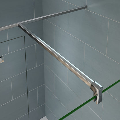 Aica Doppia Parete Per Doccia Walk In Alta 200cm Vetro Temperato Trasparente Anticalcare 8mm Due Barre Stabilizzatrici 90 cm Piatto Doccia Incluso