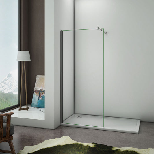 Aica Walk In Alta 200 cm Parete Per Doccia Vetro 8mm Temperato Trasparente Anticalcare Con Barra Stabilizzatrice Regolabile 70-120cm 80 90x90x3