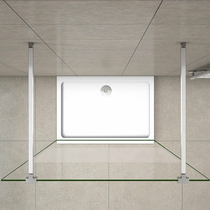 Aica 200 cm Walk In Parete Per Doccia in Vetro 8 mm Temperato Anti-frantumi Anticalcare Striscia Centrale Opaca con Doppia Barra Stabilizzatrice