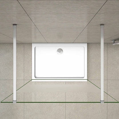 Aica 200 cm Walk In Parete Per Doccia in Vetro 8 mm Temperato Anti-frantumi Anticalcare Striscia Centrale Opaca con Doppia Barra Stabilizzatrice