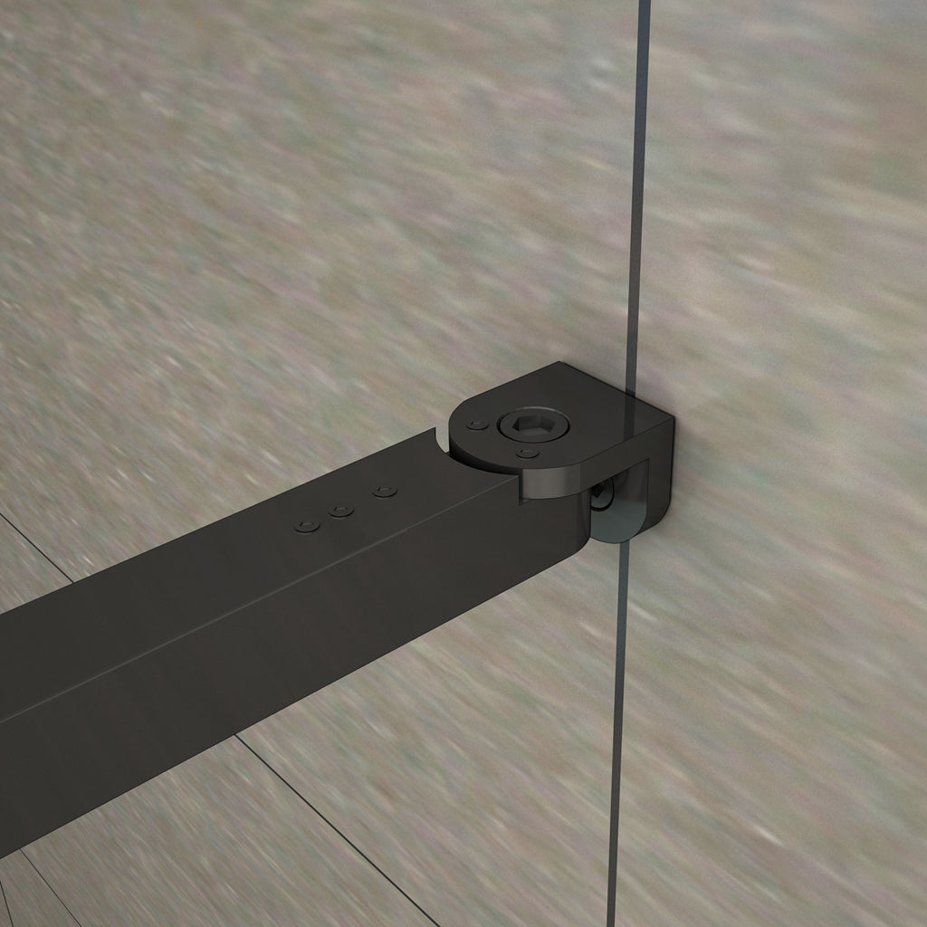 Aica Parete Per Doccia 200 cm Vetro Temperato Anti-frantumi Anticalcare 8 mm Striscia Satinata/Opaca Barra Stabilizzatrice Telaio Nero Opaco