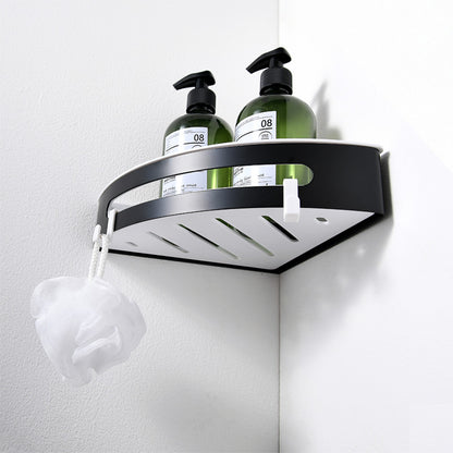 AICA Mensola Doccia Angolare Organizzatore Senza Chiodi SUS 304 Acciaio Inox ABS Cesto Antiruggine per Bagno Nero Opaca