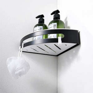 AICA Mensola Doccia Angolare Organizzatore Senza Chiodi SUS 304 Acciaio Inox ABS Cesto Antiruggine per Bagno Nero Opaca