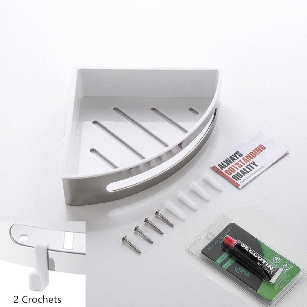 AICA Mensola Doccia Angolare Organizzatore Senza Chiodi SUS 304 Acciaio Inox ABS Cesto Antiruggine per Bagno Argento Lucidato