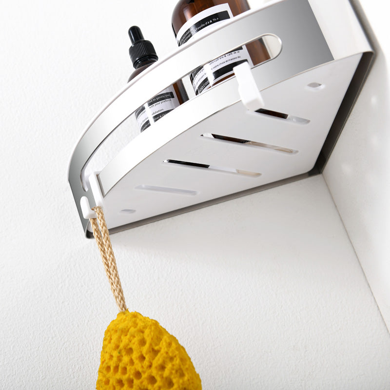 AICA Mensola Doccia Angolare Organizzatore Senza Chiodi SUS 304 Acciaio Inox ABS Cesto Antiruggine per Bagno Argento Lucidato