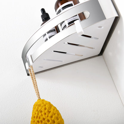 AICA Mensola Doccia Angolare Organizzatore Senza Chiodi SUS 304 Acciaio Inox ABS Cesto Antiruggine per Bagno Argento Lucidato