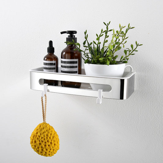 AICA Mensola Doccia Rettangolare Organizzatore Senza Chiodi SUS 304 Acciaio Inox ABS Cesto Antiruggine per Bagno Argento Lucidato
