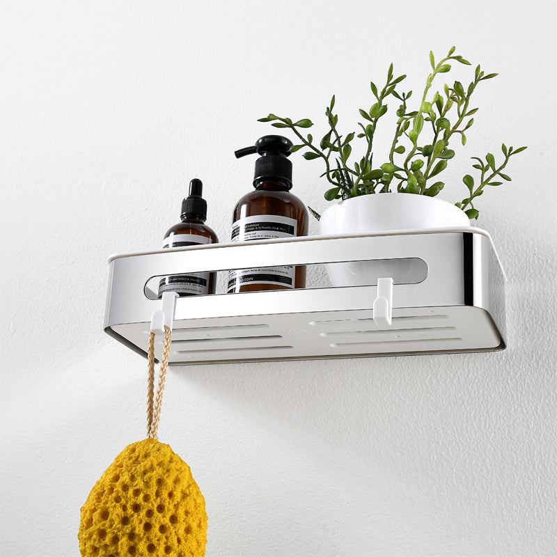 AICA Mensola Doccia Rettangolare Organizzatore Senza Chiodi SUS 304 Acciaio Inox ABS Cesto Antiruggine per Bagno Argento Lucidato