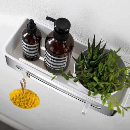 AICA Mensola Doccia Rettangolare Organizzatore Senza Chiodi SUS 304 Acciaio Inox ABS Cesto Antiruggine per Bagno Argento Lucidato