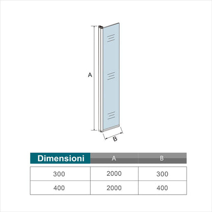 Aica Paretina movibile per Walk In Altezza 190/200 cm Parete Per Doccia Vetro Temperato Trasparente da 8 mm Anticalcare Telaio Cromato Lucido