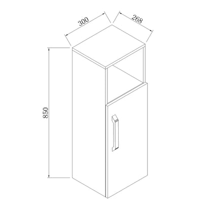 Mobile da bagno bianco sospeso da 85 cm e dal pavimento al soffitto
