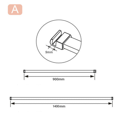 Box Doccia Walk In Parete Fissa Vetro Temperato da 8mm Anticalcare Due Ripiani Mensole Cromato Lucido Barra Stabilizzatrice da 90/140 cm Tagliabile