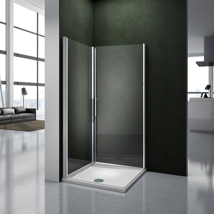 Aica 187/197 cm Box Doccia Angolare Doppia Porta a Battente Rotazione Di 180 Gradi In Vetro Temperato 6mm Anticalcare Trasparente