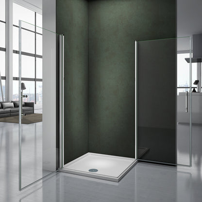 Aica 187/197 cm Box Doccia Angolare Doppia Porta a Battente Rotazione Di 180 Gradi In Vetro Temperato 6mm Anticalcare Trasparente